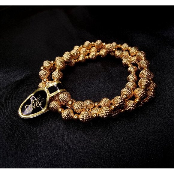 Vintage Joan Rivers Classics Collection Gold-Tone Beaded Triple-Strand Stretch B - Picture 2 of 6